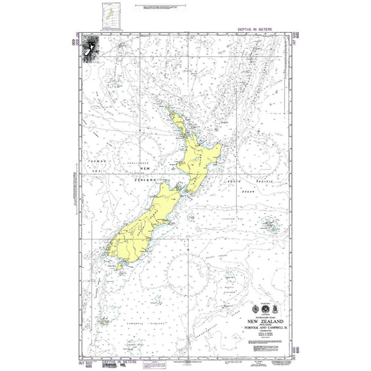 Paradise Clay NGA_600 NGA Chart South Pacific Ocean, New Zealand Including Norfolk and Campbell Isl.