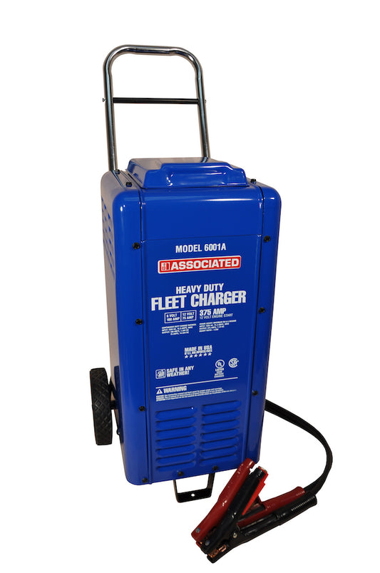 Associated Equipment 6001A Charger, 6/12V 100/75A, 375 Amp Cranking Assist, Wheels