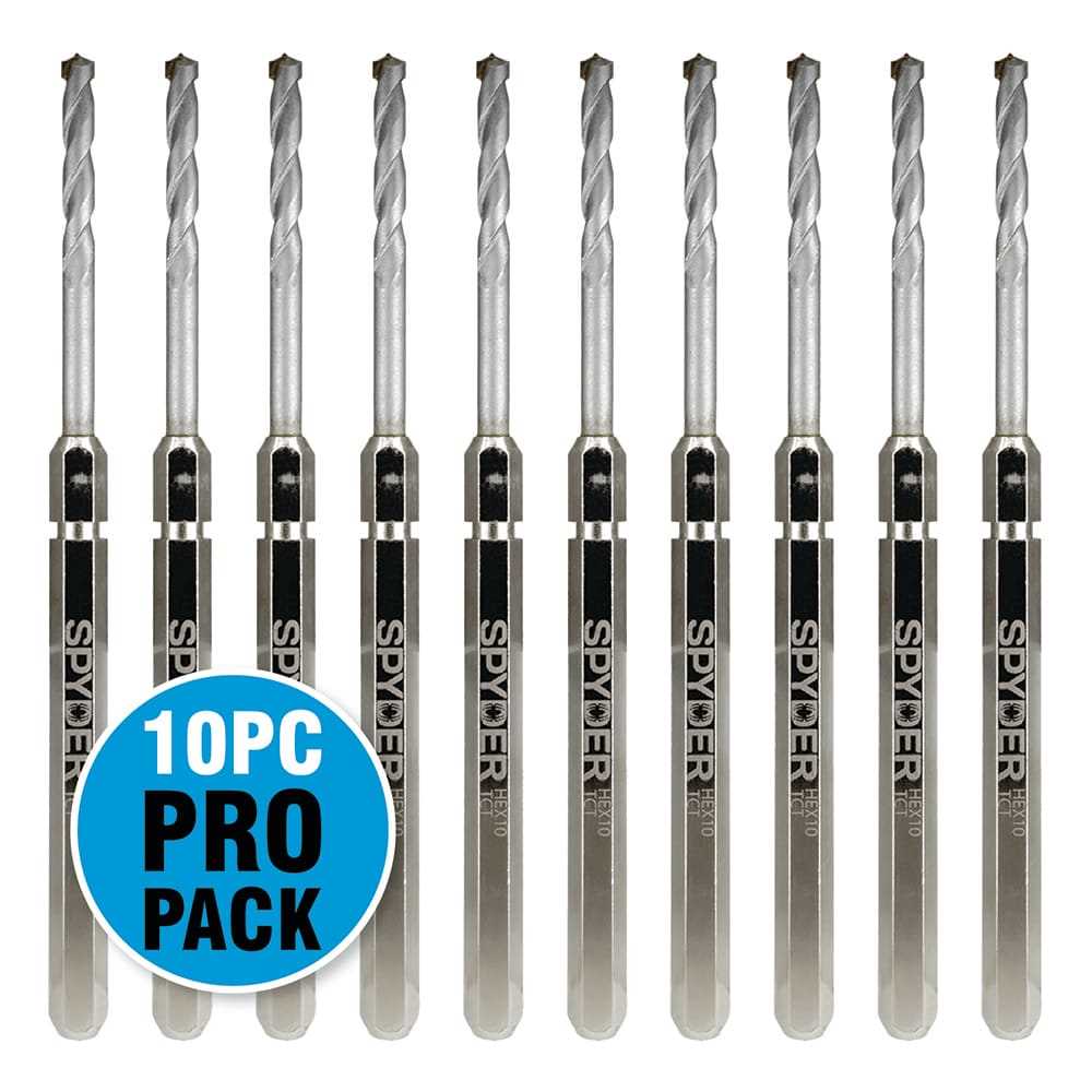 Spyder 600646-10 Spyder 10-Pack Hex 10 1/4-In X 7-1/8-In Tungsten Carbide Tipped Steel Hole Saw Pilot Bit