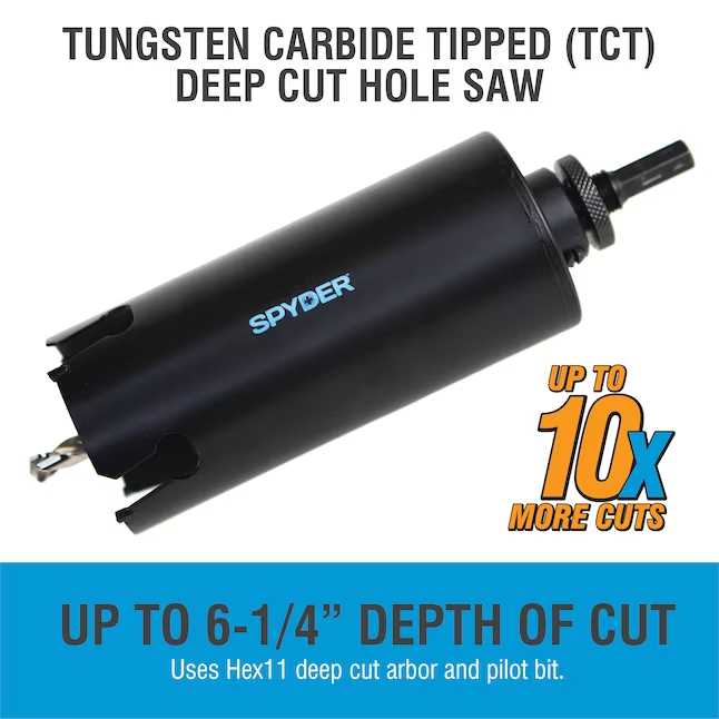 Spyder 600825 1-1/4‚ Tungsten Carbide Tipped Deep Cut Hole Saw