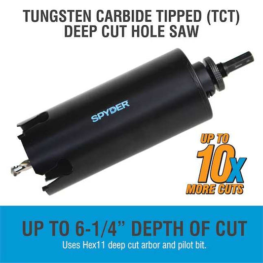 Spyder 600827 2‚ Tungsten Carbide Tipped Deep Cut Hole Saw