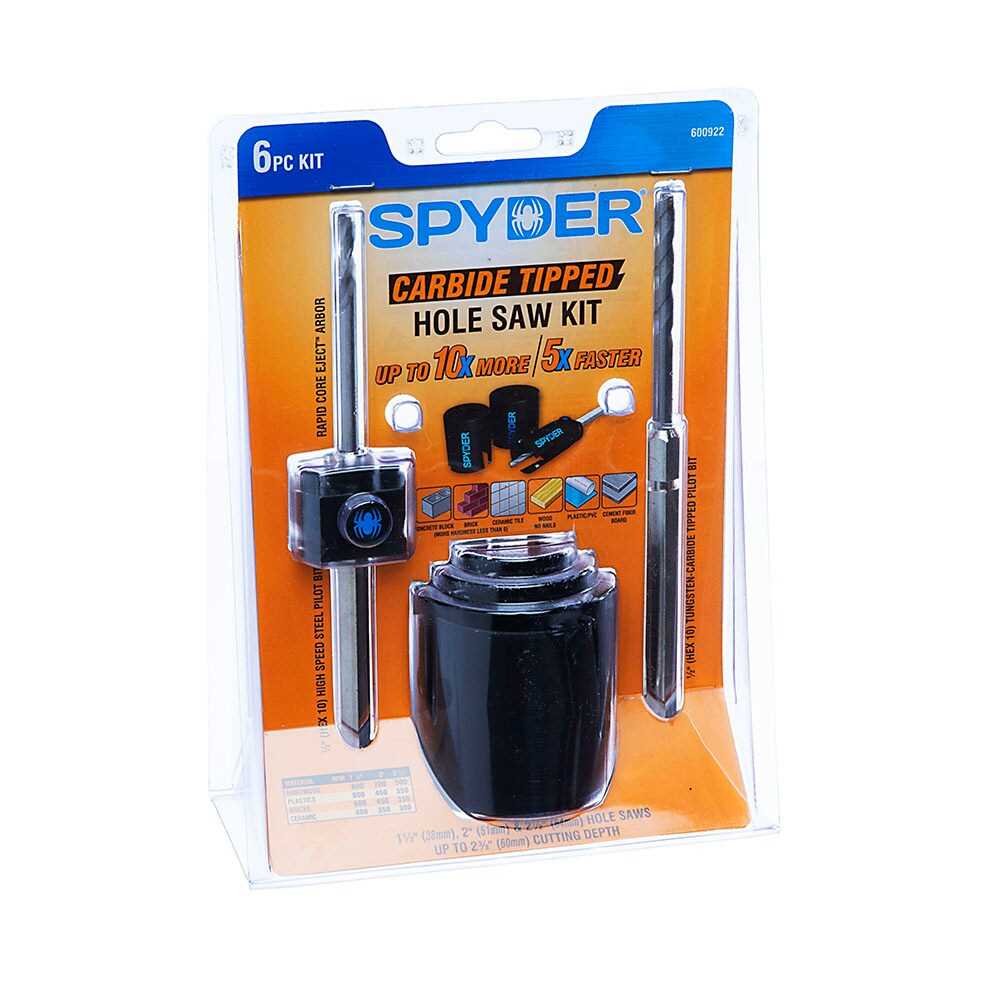 Spyder 600922 Spyder 6-Piece Carbide-Tipped Arbored Hole Saw Set