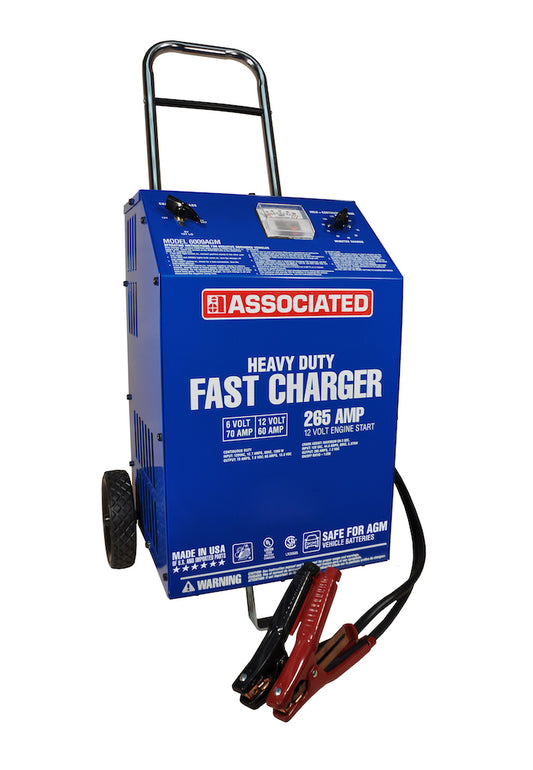 Associated Equipment 6009AGM Charger, 6/12V 70/60/2A, Agm, 265 Amp Cranking Assist, Wheels