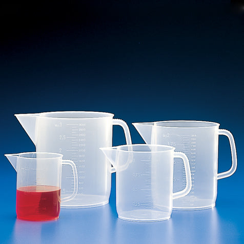 Globe Scientific 601159 Beaker with Handle PP Molded Graduations 3000mL