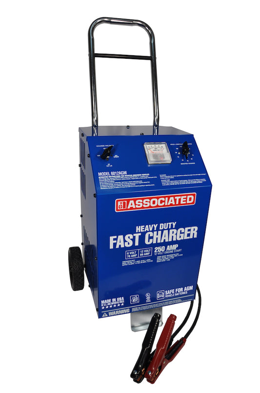 Associated Equipment 6012AGM Charger, 6/12V 70/60A, Agm, 250 Amp Cranking Assist, Wheels