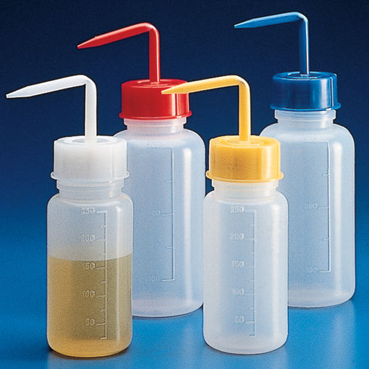 Globe Scientific 601638B Wash Bottle Squeeze with Wide Mouth Screwcap PE 500mL Blue