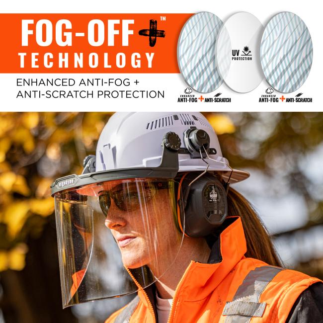 Ergodyne 60251 Skullerz 8998 Anti-Scratch & Anti-Fog Face Shield Replacement for Full Brim Hard Hat