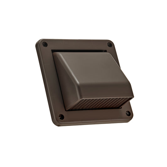 Lambro 604B-R 4 Inch Brown Plastic Fresh Air Intake Vent (Hood Style) – Removable Screen – (No Damper) – (Retail)