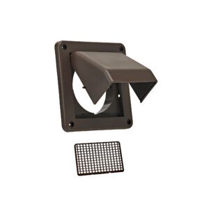 Lambro 604B-16 4 Inch Brown Plastic Fresh Air Intake Vent (Hood Style) – Removable Screen – (No Damper)