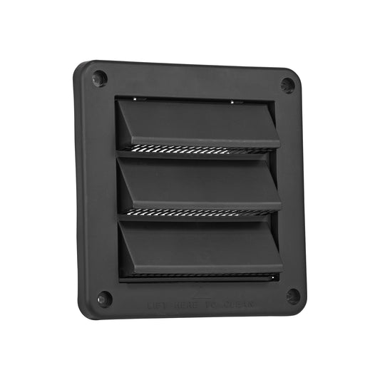 Lambro 604BL 4 Inch Black Plastic Fresh Air Intake Vent (Rain Guard) – Removable Screen