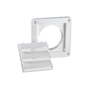 Lambro 604W 4 Inch White Plastic Fresh Air Intake Vent (Rain Guard) – Removable Screen