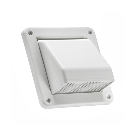 Lambro 604W-R 4 Inch White Plastic Fresh Air Intake Vent (Hood Style) – Removable Screen – (No Damper) – (Retail)