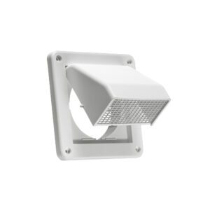 Lambro 604WTP-R 4 Inch White Plastic Fresh Air Wall Intake Vent (Hood Style) – Removable Screen – (No Damper) – 11 Inch Pipe (Retail)