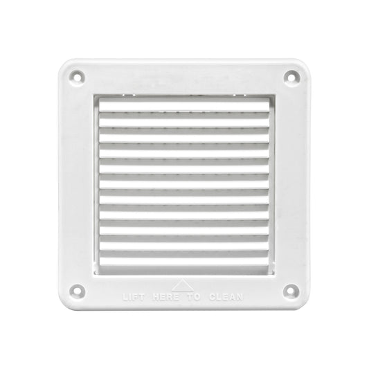 Lambro 604W-ML 4 Inch White Plastic Fresh Air Intake Vent (Mini Louver) – Removable Screen