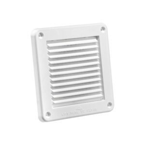 Lambro 604W-MLS 4 Inch White Plastic Fresh Air Intake Vent (Mini Louver) – Metal Bug Screen