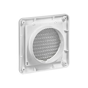 Lambro 604W-MLS 4 Inch White Plastic Fresh Air Intake Vent (Mini Louver) – Metal Bug Screen