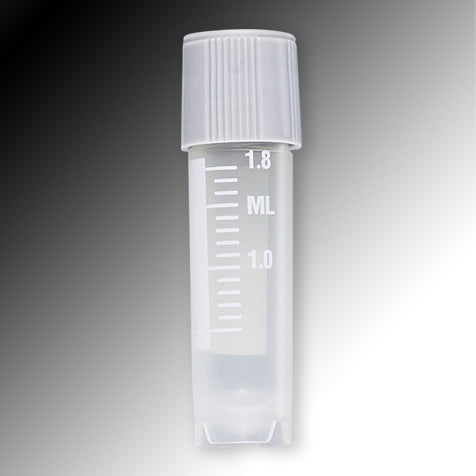 Globe Scientific 6052 Sample Tube 2mL External Threads PP White Graduations & Marking Area Round Bottom Self-Standing