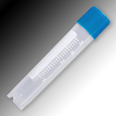 Globe Scientific 6053 Sample Tube 3mL External Threads PP White Graduations & Marking Area Round Bottom Self-Standing