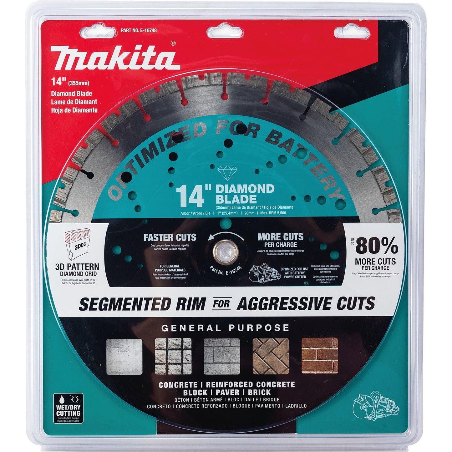 Makita E-16748 14" Thin Kerf Diamond Blade, Segmented, General Purpose