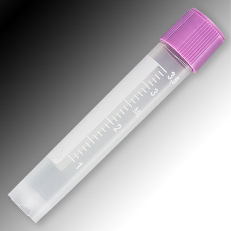 Globe Scientific 6053 Sample Tube 3mL External Threads PP White Graduations & Marking Area Round Bottom Self-Standing