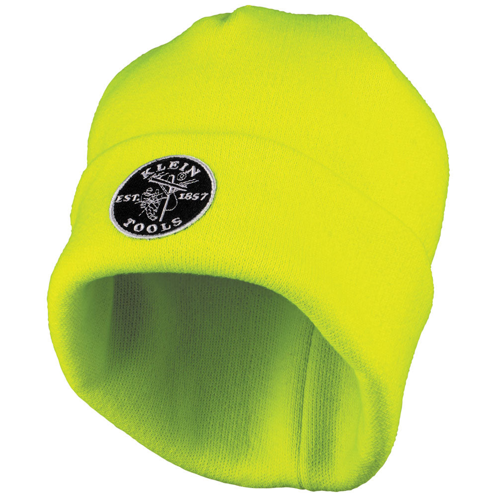 Klein Tools 60568 Heavy Knit Hat, High-Visibility Yellow, Patch Logo