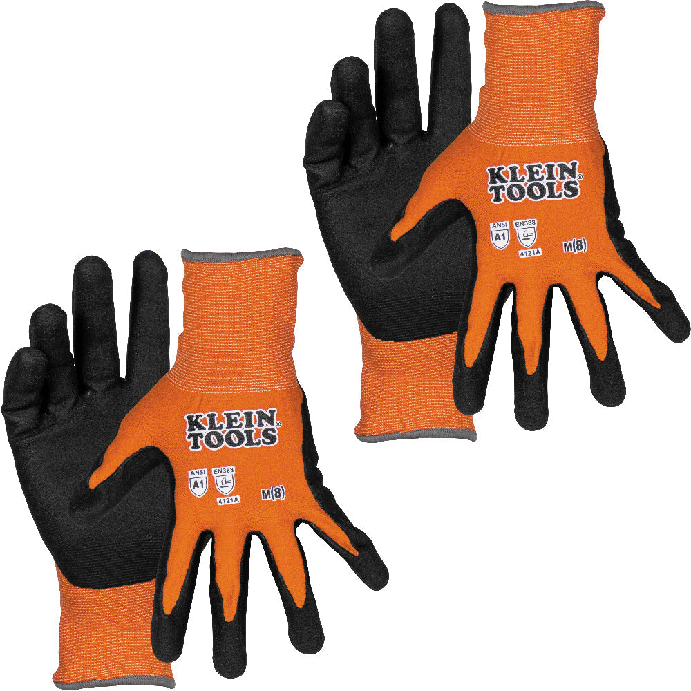 Klein Tools 60580 Knit Dipped Gloves, Cut Level A1, Touchscreen, Medium, 2-Pair