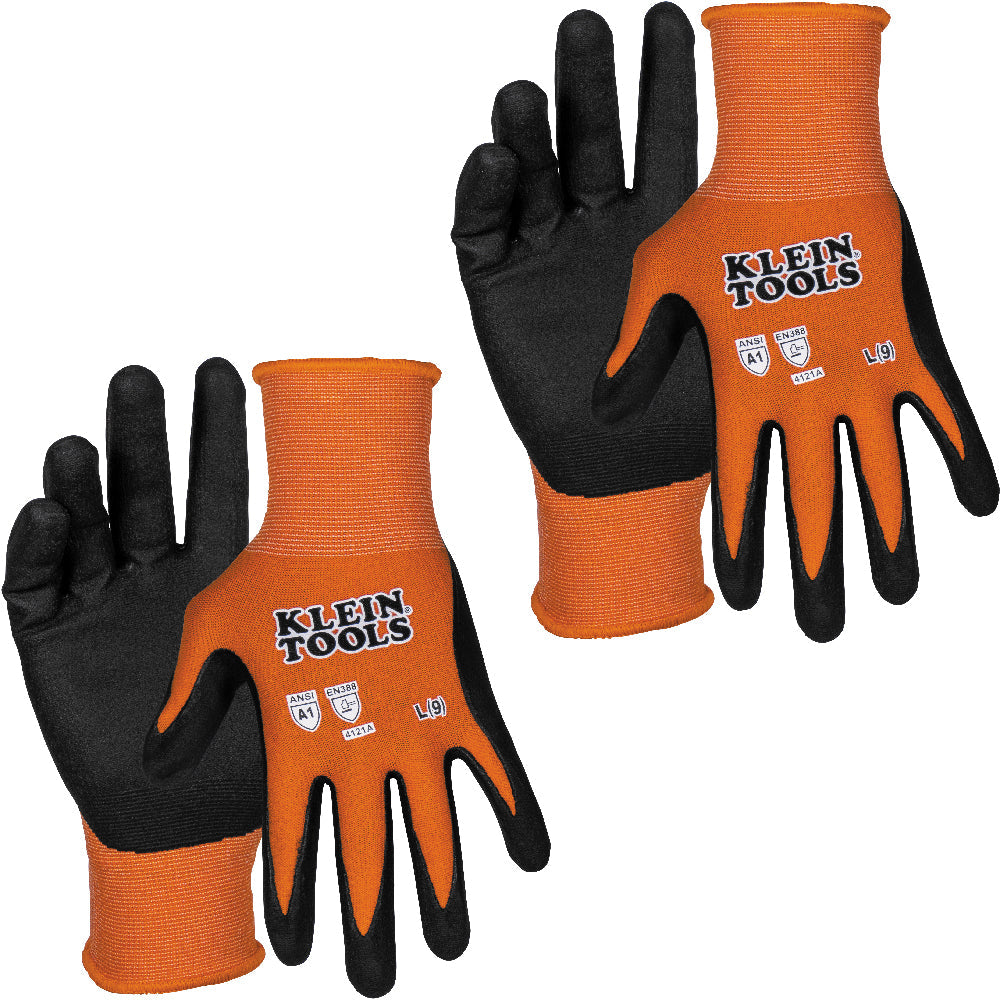 Klein Tools 60581 Knit Dipped Gloves, Cut Level A1, Touchscreen, Large, 2-Pair