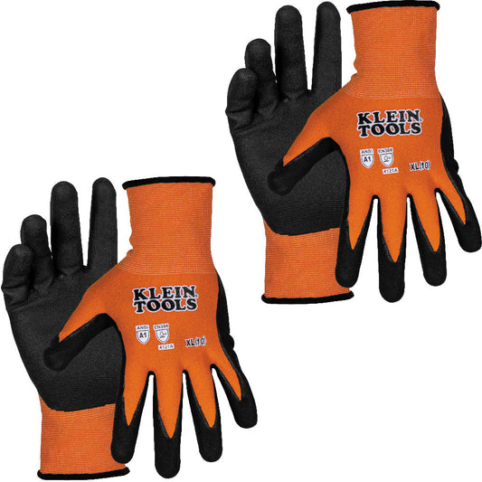 Klein Tools 60582 Knit Dipped Gloves, Cut Level A1, Touchscreen, X-Large, 2-Pair