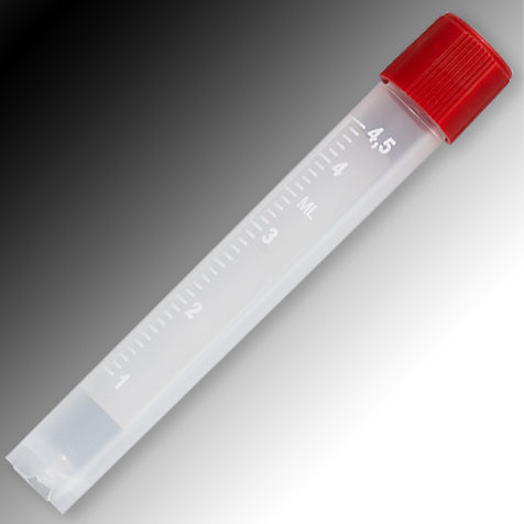 Globe Scientific 6059 Sample Tube 5mL External Threads PP White Graduations & Marking Area Round Bottom Self-Standing