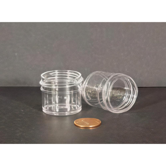 Globe Scientific 6360 Jar Wide Mouth 7.5mL (1/4oz) PS 33mm Opening 1 x 1" (Screw Cap Packaged Separately)