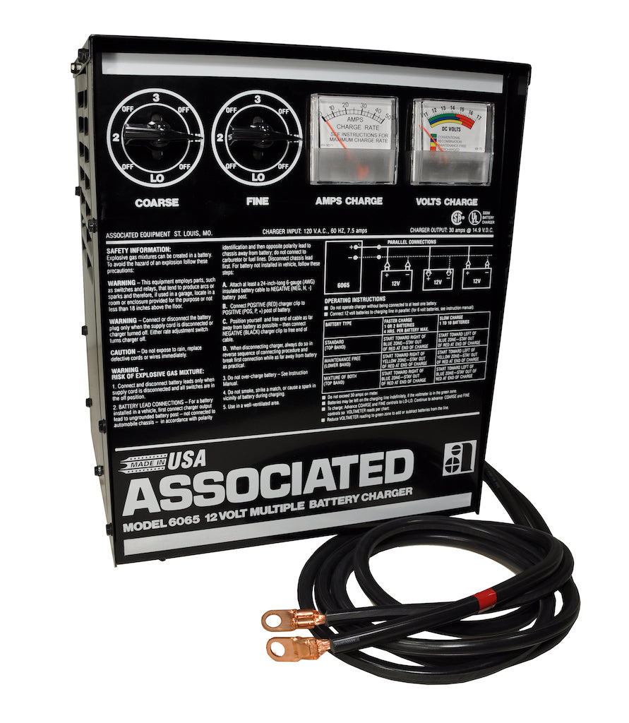 Associated Equipment 6065 Parallel Charger, 12V 30A 1-10 Batteries