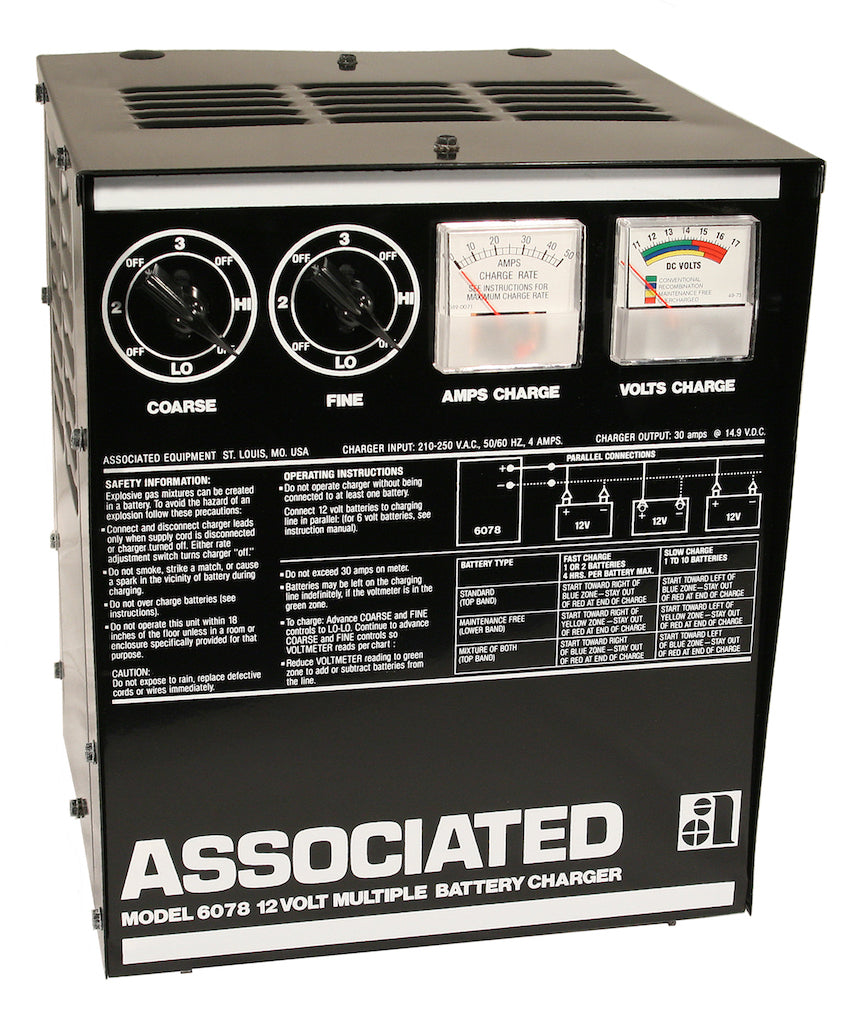 Associated Equipment 6078 Parallel Charger, 12V 30A 1-10 Batteries, 220V(International)