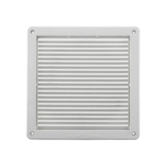 Lambro 608W-ML 8 Inch White Plastic Fresh Air Intake Vent (Mini Louver) – Removable Screen