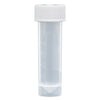 Globe Scientific 6101 Transport Tube 5mL with Separate White Screw Cap PP Conical Bottom Self-Standing Molded Graduations