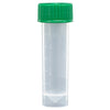 Globe Scientific 6101G Transport Tube 5mL with Separate Green Screw Cap PP Conical Bottom Self-Standing Molded Graduations