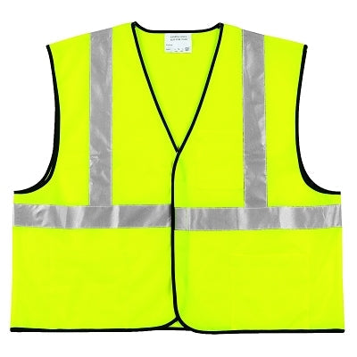 MCR Safety VCL2SLM Luminator® Series Hi-Vis Reflective Lime Safety Vest Meets ANSI/ISEA 107 2020 Standard Type R Class 2 Compliant  Solid Fabric with 2 Inch Silver Stripes Hook and Loop Front Closure (1 EA)