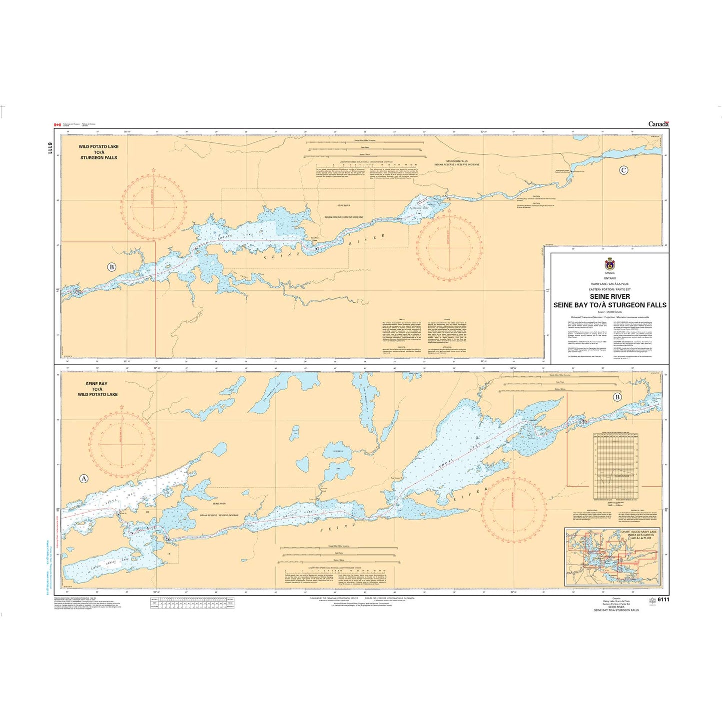 Paradise Clay CAN6111 CHS Chart Rainy Lake/Lac la Pluie Eastern Portion/Partie Est Seine River Seine Bay to/ Sturgeon Falls