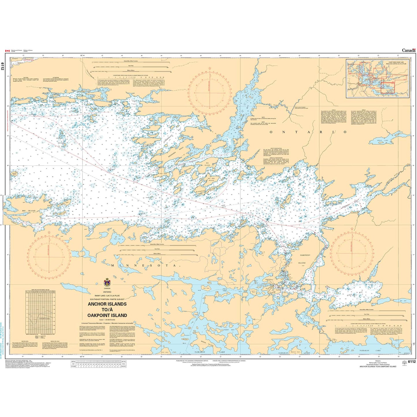 Paradise Clay CAN6112 CHS Rainy Lake/Lac la pluie Southeast Portion/Partie sud-est Anchor Islands to/ Oakpoint Island