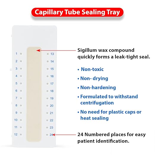 Globe Scientific 51601 Capillary Tube Holding Tray with Sigillum Wax Sealant 24-Place