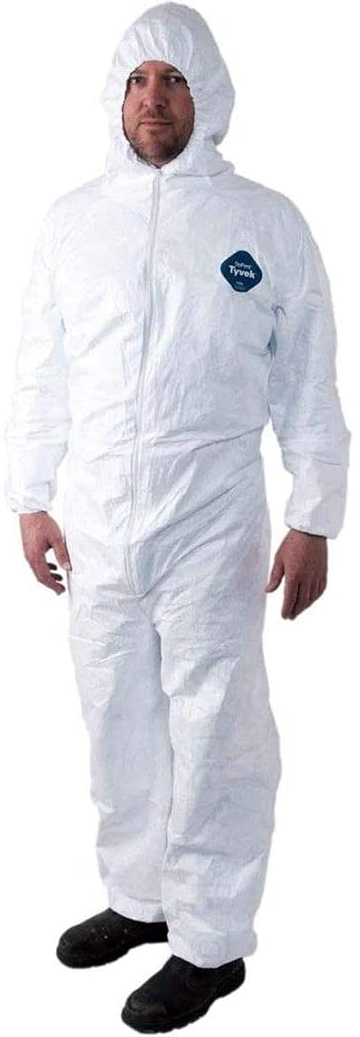 MCR Safety TY127SL DuPont™ Tyvek® Coverall with Zipper Front Elastic Sleeves and Ankles Attached Hood (1 CS)