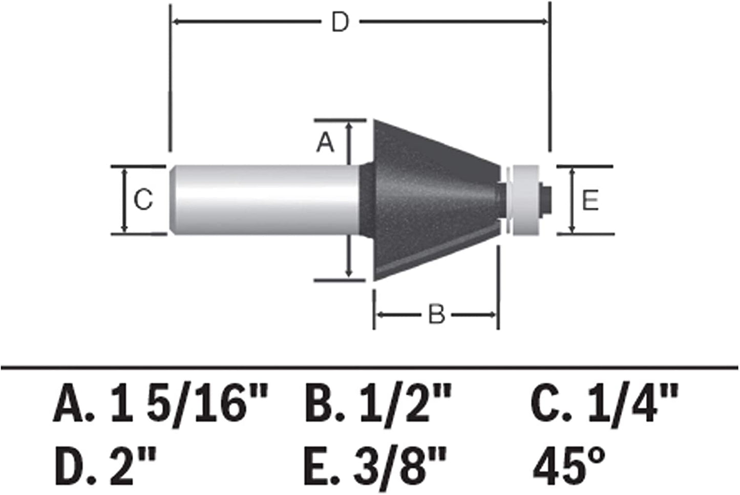 Bosch 85298M 1-5/16 In. X 45° Carbide Tipped Chamfer Bit