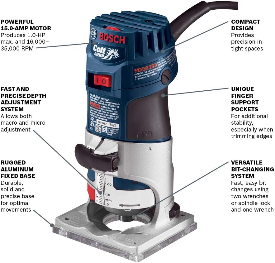 Bosch PR20EVS Colt Electronic Variable-Speed Palm Router