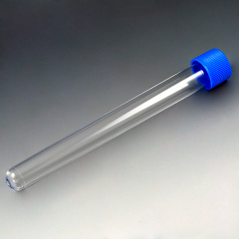 Globe Scientific 6160 Test Tube with Attached Blue Screw Cap 16 x 150mm (20mL) PS