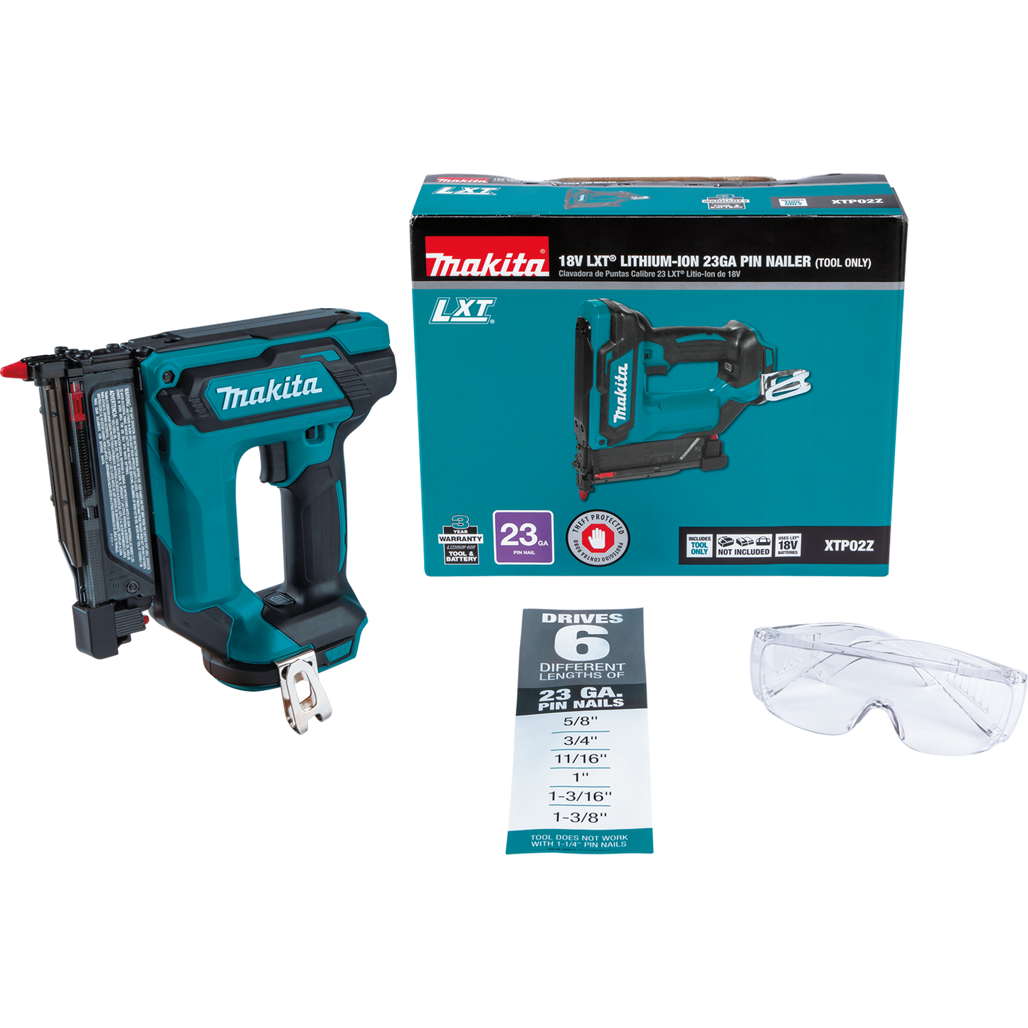 Makita XTP02Z 18V Lxt® Lithiumion Cordless 13/8" Pin Nailer, Tool Only