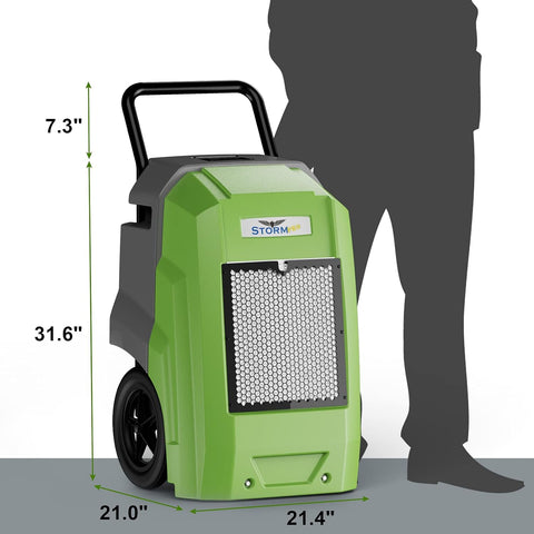 AlorAir 180 PPD Smart Wi-Fi Industrial Dehumidifier with Pump for Basements, Garages, and Job Sites Storm Pro - Green