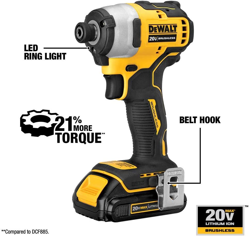 Dewalt DCF809B Atomic Compact Series 20V Max Brushless 1/4 In Impact Drivers