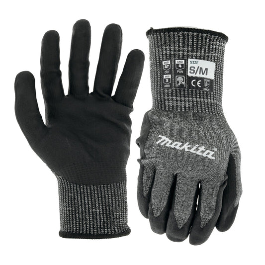 Makita T-04139 Advanced FitKnit, Cut Level 7 Nitrile Coated Dipped Gloves (Small/Medium)