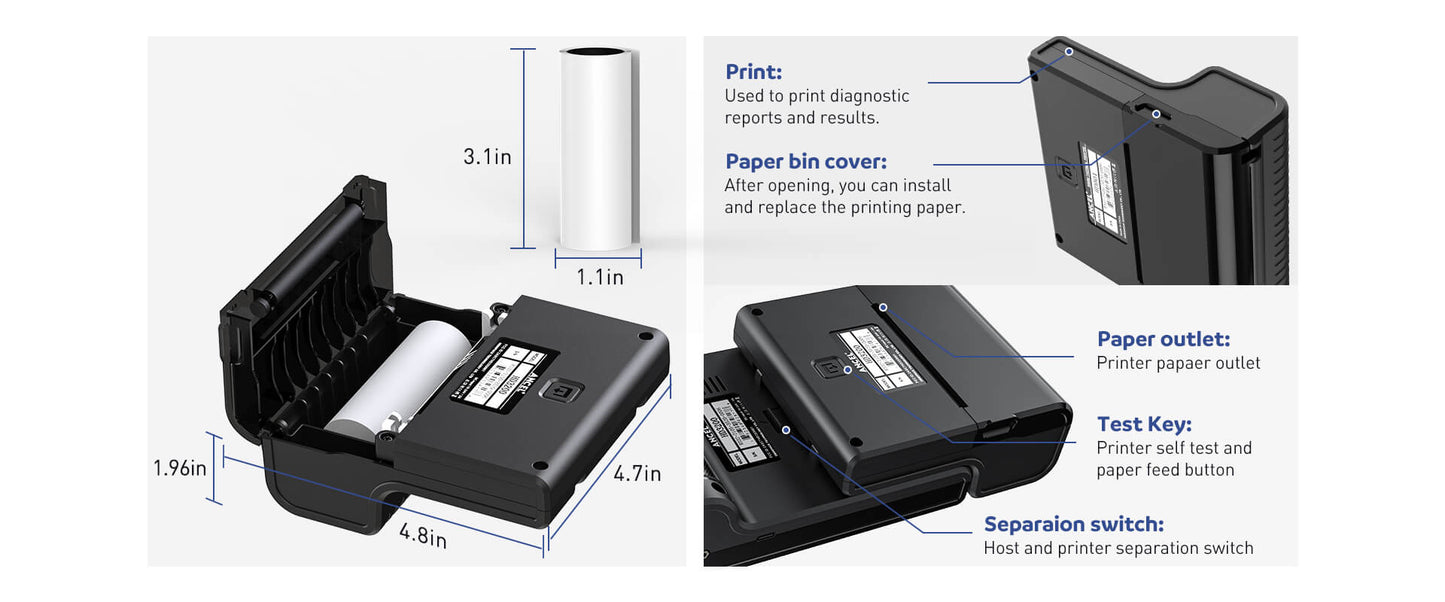 Ancel HD001 Thermal Diagnostic Report Printer