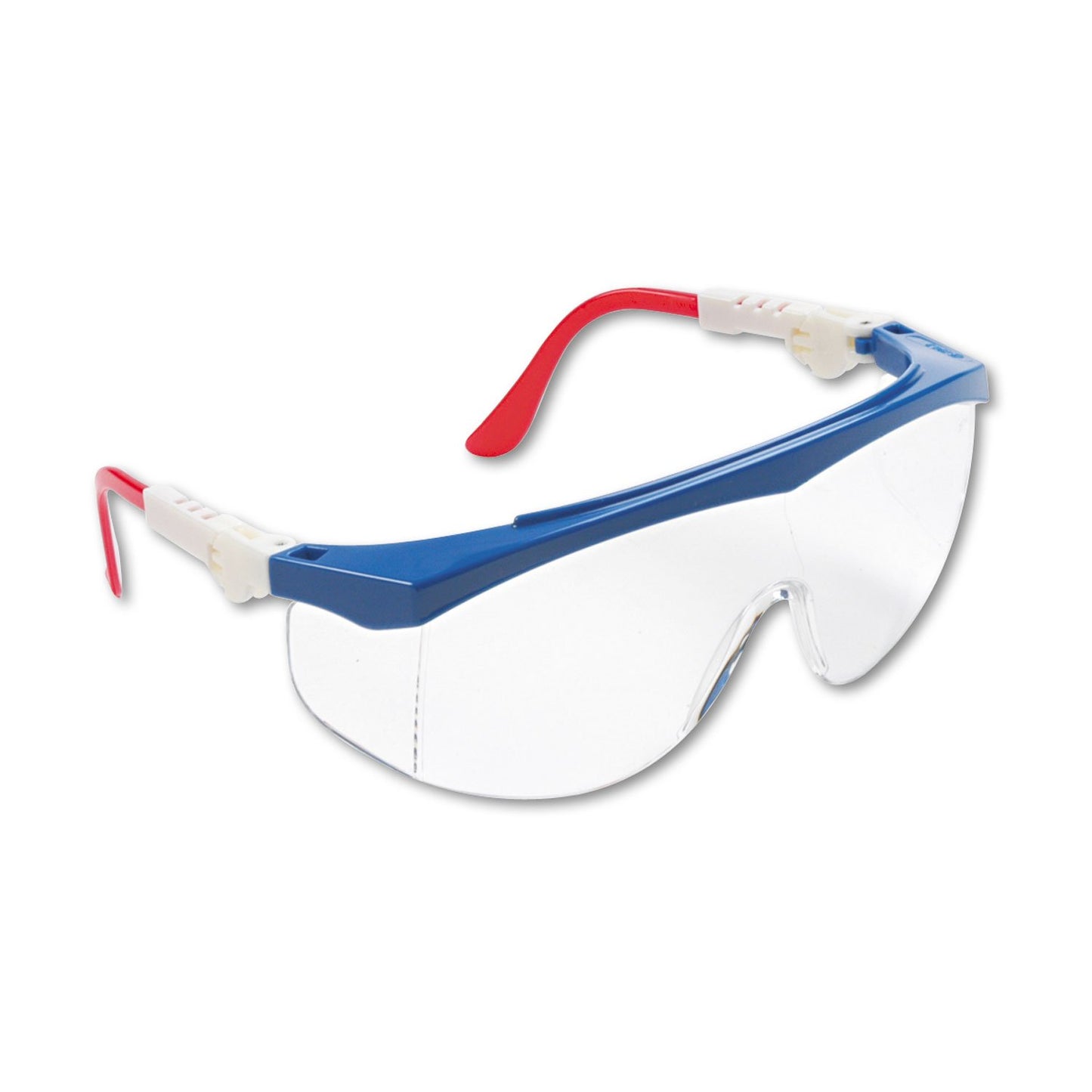 MCR SAFETY TK130 Tomahawk Red/White/Bluefrm Clr Lens Sft Gls