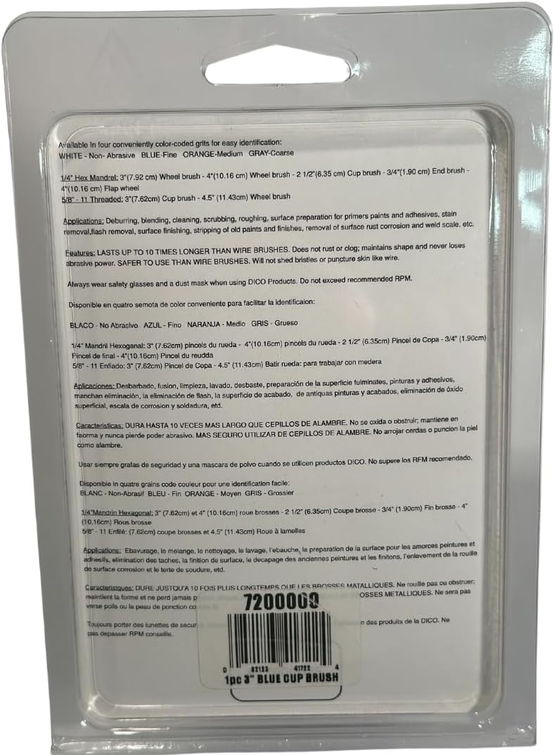 Dico 7200009 3" Diameter Power Brush, Blue